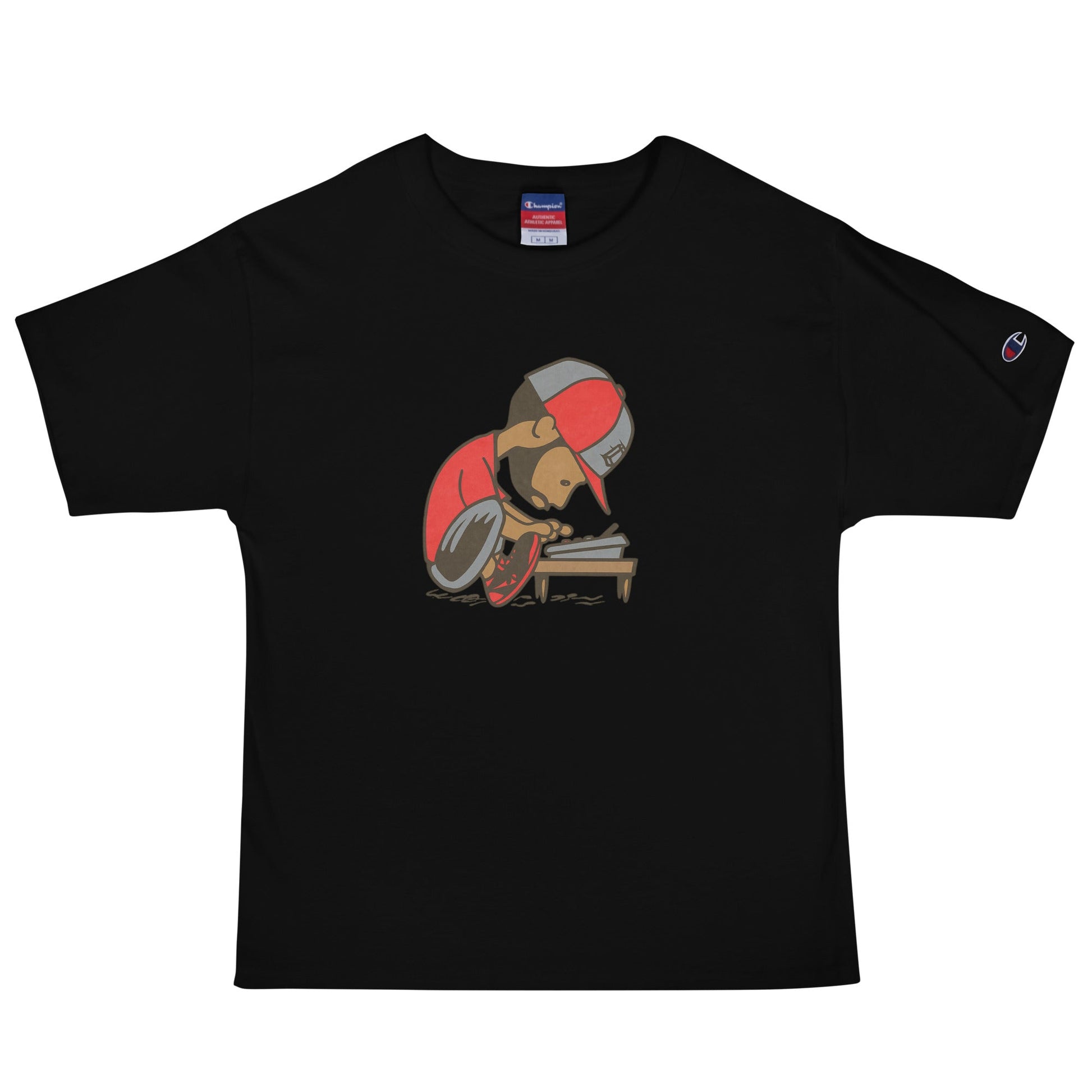 DEADLY MIKE RED Men's Champion T-Shirt - OFFICIAL MADUKES PRESENTS